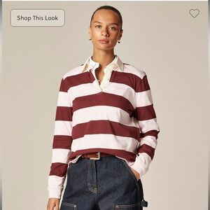 J. Crew Wide-Stripe Rugby Shirt in Burgundy and Light Pink
